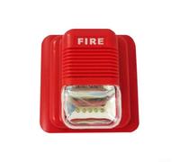 Wired Audible and Visual Fire Alarm Siren with LED Strobe Light and Speaker, 12/24V DC, 105dB Sound, 3 Tone Settings, Fire-Proof for Offices Shops Hotels(24V)