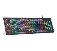 Wired Backlit Keyboard, Lighted Computer Keyboard with 8° Adjustable Stand, Ergonomic Design, Spill-Proof Keys, 5ft Cable, Compatible with Windows & Mac