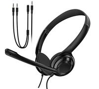 Wired Call Center Headsets with Microphone Noise Canceling, Single 3.5mm/Dual 3.5mm Audio Jack, Lightweight Headphones with Mic for Laptop, Comfortable Computer Headsets for Home Office, School, Zoom