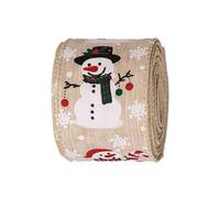 Wired Christmas Ribbon - Snowman Christmas Fabric Ribbon - 5.46 Yard Decorative String for Garland Tree Birthday Balloon Homecoming Hair Party