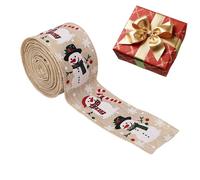 Wired Christmas Ribbon - Snowman Christmas Fabric Ribbon - 5.46 Yard Garland String Burlap for Balloon Flower Party Birthday Homecoming Hair