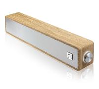 Wired Computer Sound Bar, USB-Powered PC Speakers; MICA M30 Wooden Wired LED Volume Control Mini Speakers for Multiple Devices (with 3.5mm AUX & PC input) (Yellow)