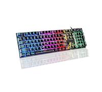 Wired Crack Rainbow Gaming Keyboard, 104 Keys Light Up Mechanical Feeling Computer Keyboard for Windows, Laptop, PC Gamers Office Device, Travel, Easy to Carry on Business Trip,Woking(Black)