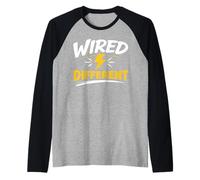 Wired Different Bold Lightning Funny Mindset Raglan Baseball Tee