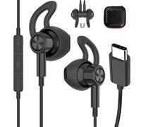 Wired Earbuds for Apple/Android USB C Headphones with Anti-Fall Ear Buds Tips DAC Chip Corded USBC Type C Earphones for iPhone 15 16 17 Pro Max 17e 16e for Samsung/Galaxy S26 S25 S24 S23 S22 S21 Black