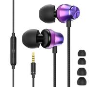 Wired Earbuds with Microphone for Laptop PC,3.5mm Jack EarBuds Wired HiFi Stereo Noise Canceling Earphones for Samsung A25 A15 A14 A12/iPhone/iPad for Chromebook/Android/MP3 MP4 School,Purple Rose