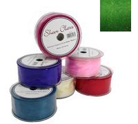 Wired Edge Organza Chiffon Ribbon 20 Meters x 50mm Wide Full Roll - Choose Your Colour (Emerald Green)
