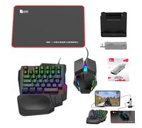 Wired Game Keyboard And Mice,Mechanical Keyboard And Mice | Ergonomic Half Hand Converter Set For Typing Programming Esports