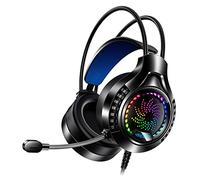 Wired Gaming Headphone Rotary Microphone 1.78M 20-20KHz Anti-rust Music Listening Game Playing Headset with Sound Card, Black