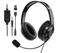 Wired Gaming Headset with Microphone for Laptop/PC/PS5/PS4/Xbox/Switch/Phone, 3.5mm/USB/Type-C Jack 3-In-1 Headphones with 360° Rotating Mic, Audio Controls for Office,Call Center,Work,Binaural, Teams