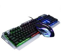 Wired Gaming Keyboard and Mouse Combo,RGB Raibow Lighted LED Backlit & Metallic Frame,Color Changing,Adjustable Breath Backlight,Full Size 104 Keys,for Xbox PS4 Xbox One Desktop Gamer