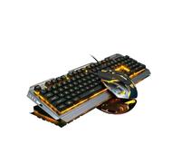 Wired Gaming Keyboard Mouse Combo,Iron Metallic Frame,Orange Yellow LED Backlit Bright Changing,Full Size 104 Keycap,USB 2.0,for Prime Xbox One PS4 Gamer