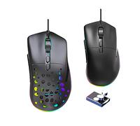 Wired Gaming Mouse, Lightweight Computer Gaming Mice with Honeycomb Shell, 13 Led Light Modes, 6 Adjustable DPI, 7 Programmable Buttons for Windows PC Mac Laptop Gamer (Black)