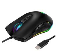 Wired Gaming Mouse USB C Low Noise Click 4 Colours RGB Backlight Optical Type-C Mice with 1.8 m Cable 3200 D-PI 6 Buttons Ergonomic Mouse for PC Computer Laptop Desktop Mac