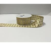 Wired Gold Lurex Ribbon with Square Pattern 40mm x 1 Mtr Cut from roll, Beautiful Ribbon, Ideal for Gift Wrapping Presents,