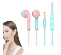 Wired Headphones for School - Cute Computer Headphones, Plug In Wired Earbuds for School Study Office Work Class with Comfortable Earplugs of Different Sizes to Girls Kids Teens and Students