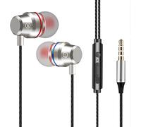 Wired Headphones, In Ear 3.5mm Aux Headphones Wth Mic, Ergonomic High Definition Noise Isolating Bass Remote Control Ear Buds, Corded Plug In Headset Earphones For Tablets, Laptops, PC (Silver)