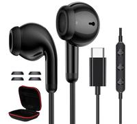 Wired Headphones USB C for Apple iPhone 16 15 Pro Max,Type C Earphones EarBuds With Mic & Remote Control for Samsung S25 S24 Ultra A56 Noise Cancelling HiFi Stereo USBC Headset for iPad 10 11 Black