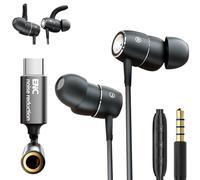 Wired headphones with ENC noise-canceling mic,USB-C and 3.5mm plug combo in-ear wired heavy bass earbuds,Wire earphones with call noise reduction,Immersive high fidelity subwoofer earbud with ear hook