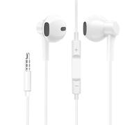 Wired Headphones with Jack 3.5mm Stereo sound Remote control Microphone white