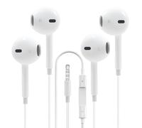 Wired Headphones with Microphone and Volume Control 2PCS, Hi-Res Extra Bass Noise Isolating In-Ear Earphones, 3.5mm Jack Compatible with iPhone, iPad, Mp3,Samsung, Samsung, Laptop Devices (White)