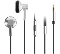 Wired In-Ear Headphones, Earphones with Microphone Flat Head Connector 1.25m Cable 3.5mm Jack Audio Device for Music Smartphone Tablet Gaming Listening(Silver MIC)