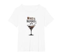 Wired & Inspired: Coffee Cocktail for Energetic Souls T-Shirt, Women's Plus, White, 5X