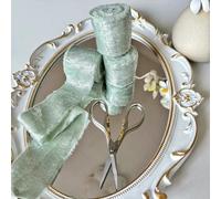 Wired Iridescent Craft Ribbon Lace Chiffon Silk 리본 Wedding Christmas Decoration Hand Torn Raw Edge Bouquet Bridal Packaging-4-5 Meters