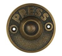 Wired Iron Circular Doorbell Chime Push Button in Antique Brass Finish Vintage Decorative Door Bell with Easy Installation