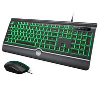 Wired Keyboard and Mouse Combo, Backlit Computer Keyboards with Wrist Rest, Light Up Keyboard Easy to See, 7-Color Backlit Keyboard and Optical Mouse for Windows, PC, Laptop, USB Plug and Play