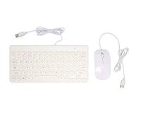 Wired Keyboard Mouse Combo, Ergonomic USB Computer Keyboard and Mouse Set, 78 Keys Round Keycap with 4 Mouse, Printed Characters, Power Saving Design for Offic (White)
