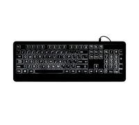 Wired Large Print Keyboard White Bold Jumbo Letters Silent Backlit Keyboard with Oversized Characters 104 Keys for The Elder and People with Bad Eye Sight and Vision Ailment