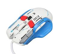 Wired Mechanical Gaming Mouse, 12800 DPI Macro Programming RGB Backlit Gaming Mice, Cool Mech Design for Gamers, White, Blue