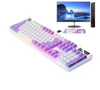 Wired Mechanical Keyboard - 104 Keys 43.5x13x2.5cm Full Layout, ABS Build Typing Device, Luminous Backlit Peripheral with Multicolor Effects and Stable Performance | Desktop Computer Keyboard f