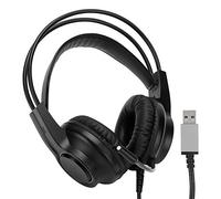Wired Mic Headphones, Upgraded 50mm Drivers Noise Reduction Mic Stereo Gaming Headset, Head-Mounted PC Desktop Supplies 7.1 Single USB Headphones (Black)