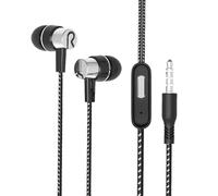 Wired Microphone - 3.5mm Ergonomic In-Ear Support | Sports Headphones with 32dB Dynamic Coil Bass, Non-Slip Gaming Headphones for Exercise, Video Conferencing