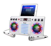 (Wired Microphones, 200 Songs) Beatbox Karaoke Machine CDG/CD+G. Built in Disco Lights. Includes 2 Microphones & Party Songs