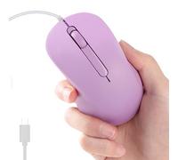 Wired Mouse Type C Interface Silent Portable Ergonomic Travel USB Small Wired Optical Mice with 3 Buttons Plug and Play for Laptop Tablet PC MacBook Mobile Phone Office Boy Girl Man Womam Gift(Purple)