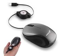 Wired Mouse Type-C Retractable Portable Silent Mini Wired Optical Mouse Plug and Play with 3 Buttons for Left and Right Hands for Laptop MacBook Tablet Smartphone Boy Girl Woman Teacher Gift（Grey）