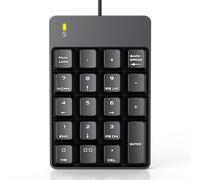 Wired Number Pad, USB Numeric Keypad 19 Key Number Keypad Keyboard for Laptop PC Computer Notebook, Big Print Letters - Black