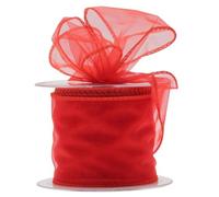 Wired Organza Ribbon Roll in 30mm, 50mm & 70mm Widths - Sheer Chiffon Craft Ribbon for Christmas Tree, Wreath Making, Gift Wrapping, Bows & Wedding Decor (Red, 70mm)