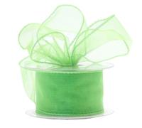 Wired Organza Ribbon Roll in 30mm, 50mm & 70mm Widths - Sheer Chiffon Craft Ribbon for Christmas Tree, Wreath Making, Gift Wrapping, Bows & Wedding Decor (Light Green, 50mm)