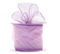 Wired Organza Ribbon Roll in 30mm, 50mm & 70mm Widths - Sheer Chiffon Craft Ribbon for Christmas Tree, Wreath Making, Gift Wrapping, Bows & Wedding Decor (Lilac, 70mm)