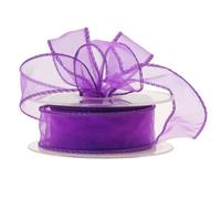 Wired Organza Ribbon Roll in 30mm, 50mm & 70mm Widths - Sheer Chiffon Craft Ribbon for Christmas Tree, Wreath Making, Gift Wrapping, Bows & Wedding Decor (Purple, 30mm)