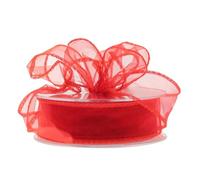 Wired Organza Ribbon Roll in 30mm, 50mm & 70mm Widths - Sheer Chiffon Craft Ribbon for Christmas Tree, Wreath Making, Gift Wrapping, Bows & Wedding Decor (Red, 30mm)