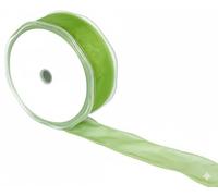 Wired Organza Ribbon Roll in 30mm, 50mm & 70mm Widths - Sheer Chiffon Craft Ribbon for Christmas Tree, Wreath Making, Gift Wrapping, Bows & Wedding Decor (Light Green, 30mm)