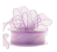 Wired Organza Ribbon Roll in 30mm, 50mm & 70mm Widths - Sheer Chiffon Craft Ribbon for Christmas Tree, Wreath Making, Gift Wrapping, Bows & Wedding Decor (Lilac, 30mm)
