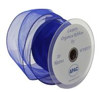 Wired Organza Ribbon Roll in 30mm, 50mm & 70mm Widths - Sheer Chiffon Craft Ribbon for Christmas Tree, Wreath Making, Gift Wrapping, Bows & Wedding Decor (Royal Blue, 70mm)