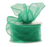 Wired Organza Ribbon Roll in 30mm, 50mm & 70mm Widths - Sheer Chiffon Craft Ribbon for Christmas Tree, Wreath Making, Gift Wrapping, Bows & Wedding Decor (Emeral Green, 50mm)