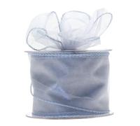 Wired Organza Ribbon Roll in 30mm, 50mm & 70mm Widths - Sheer Chiffon Craft Ribbon for Christmas Tree, Wreath Making, Gift Wrapping, Bows & Wedding Decor (Silver, 70mm)